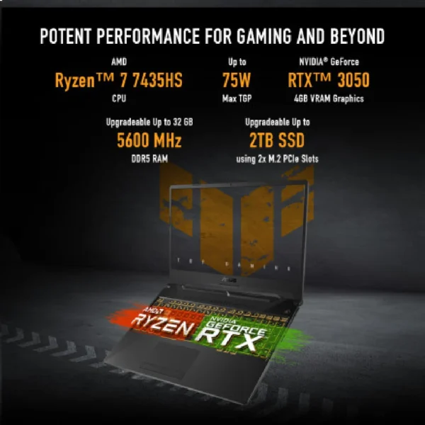 ASUS TUF Gaming A15 FA566NCR-HN054WS Laptop (AMD Ryzen 7 7435HS/RTX 3050 4GB GDDR6) - Image 2