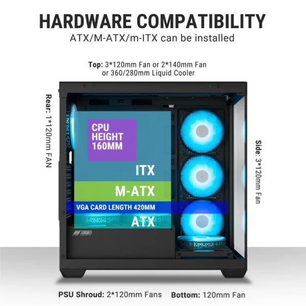 ANT Esports Crystal X7 ARGB ATX Cabinet - Image 9