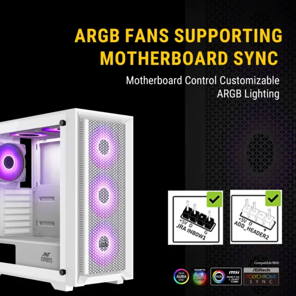Ant Esports SX7 ARGB Cabinet White - Image 6