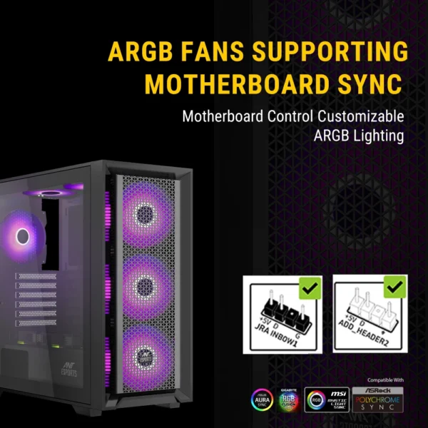 Ant Esports SX7 ARGB Cabinet Black - Image 7