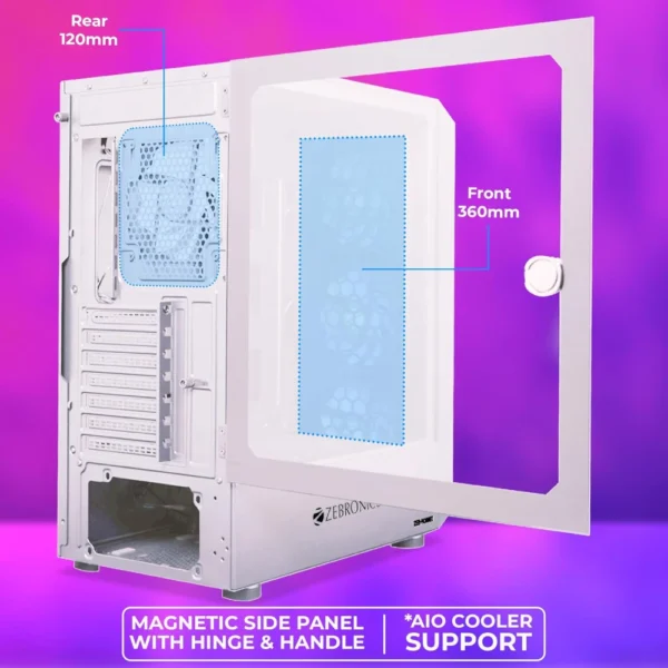 Zebronics ZEB-Hornet Gaming Cabinet White - Image 4